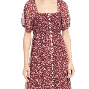 Lucie Smocked Button Front midi dress
